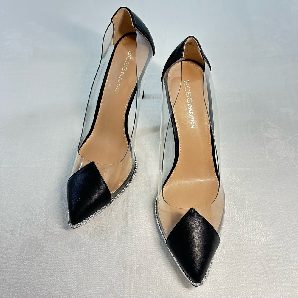 BCBGeneration Black and Transparent Heels